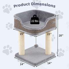 Small Cat Tree for Indoor Cats Kitty Tower with Comfy Plush Perch Sisal - view 4