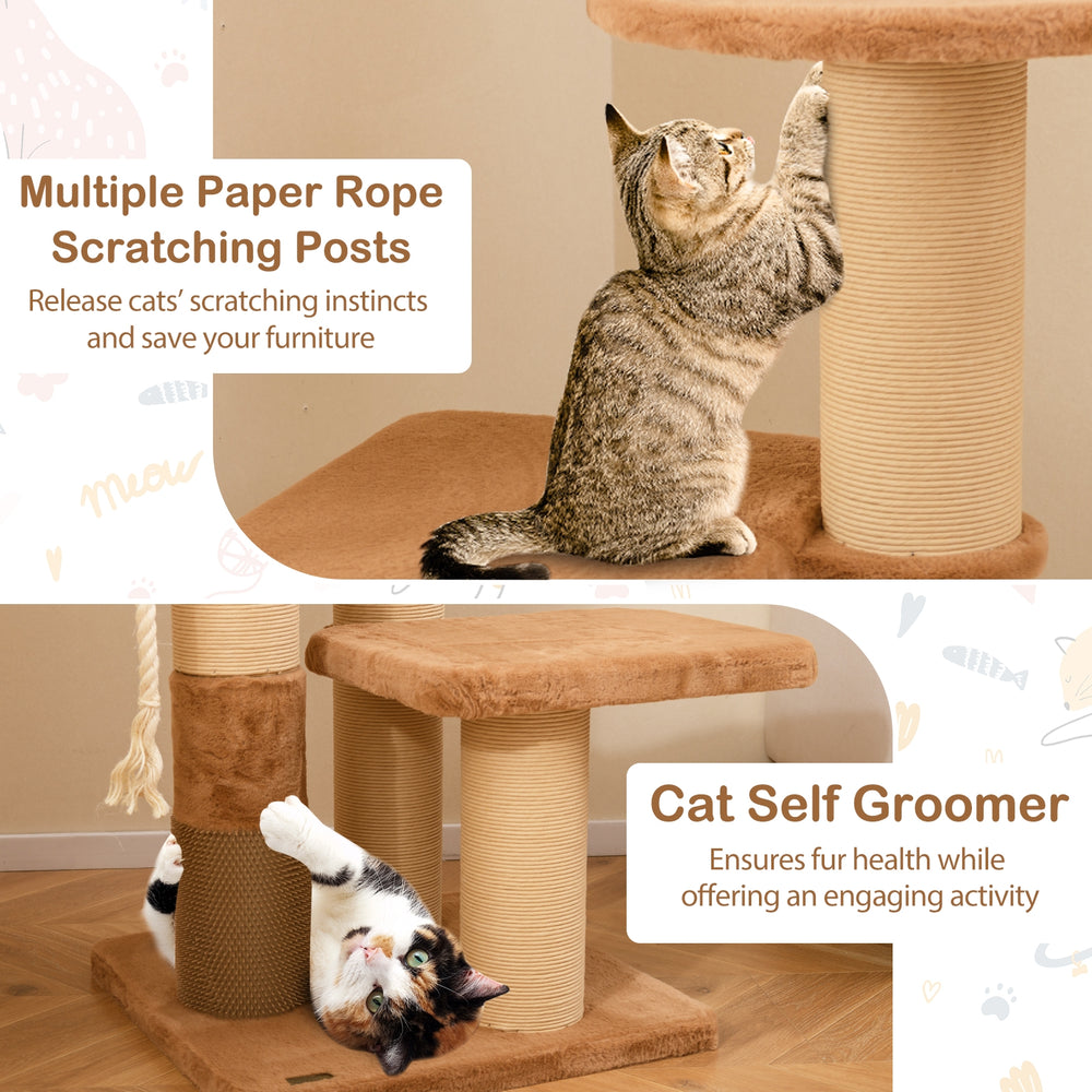 65 Inches Tall Cat Tree with Self-groomer and Removable Cat Bed - view 7