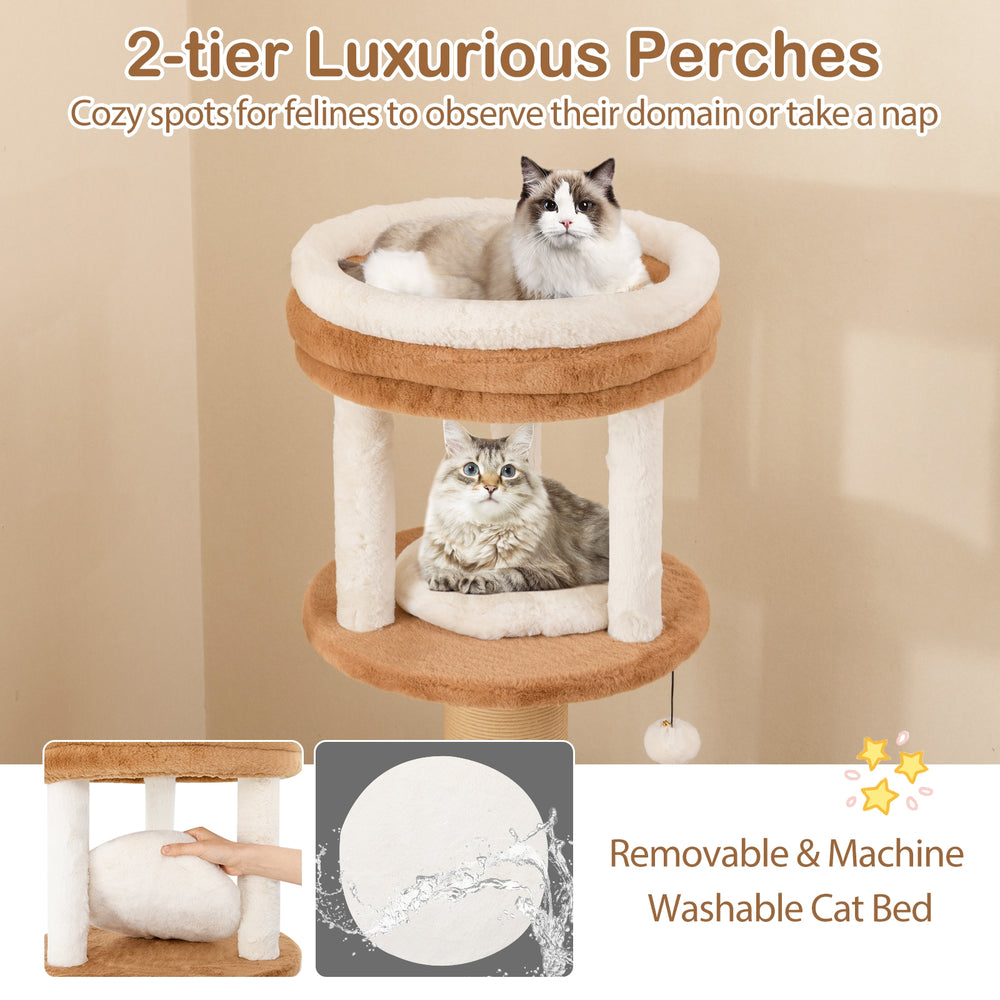65 Inches Tall Cat Tree with Self-groomer and Removable Cat Bed - view 8