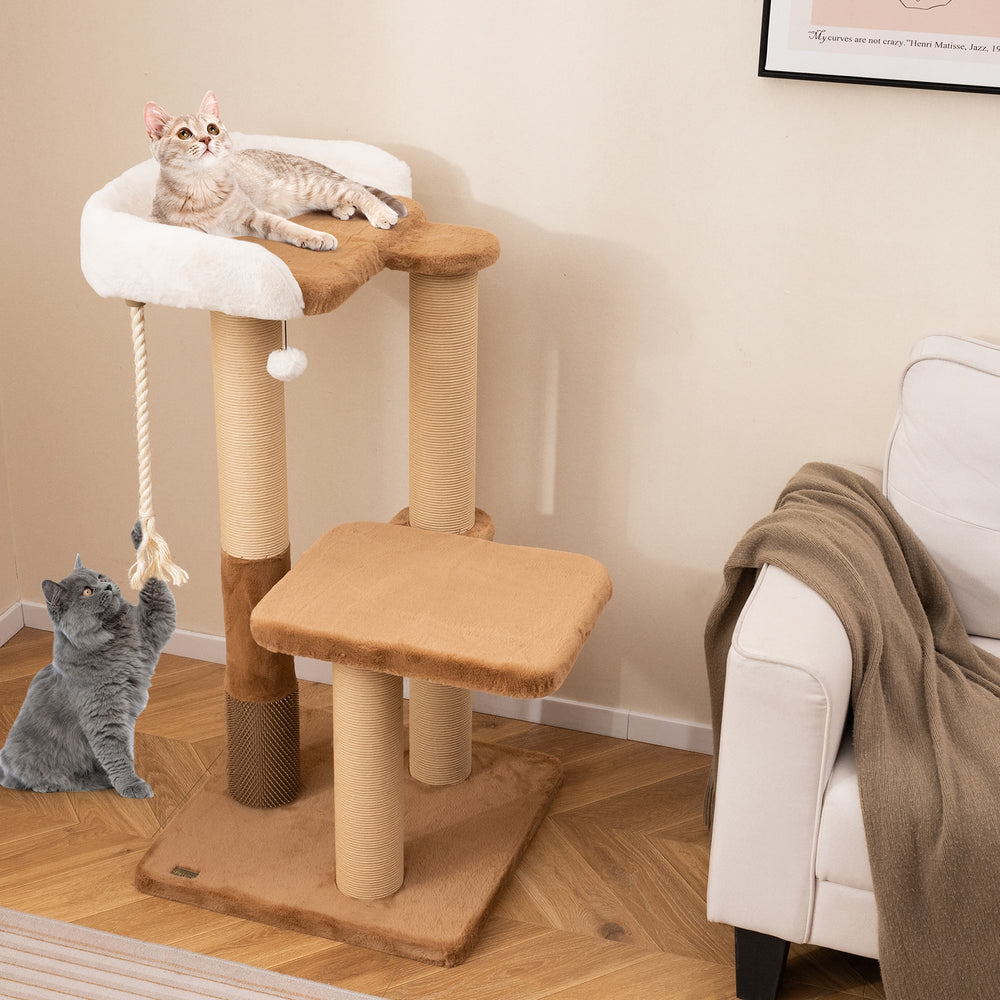 44 Inches Modern Cat Tree for Indoor Cats with Plush Padded Perch and Dangling - view 2