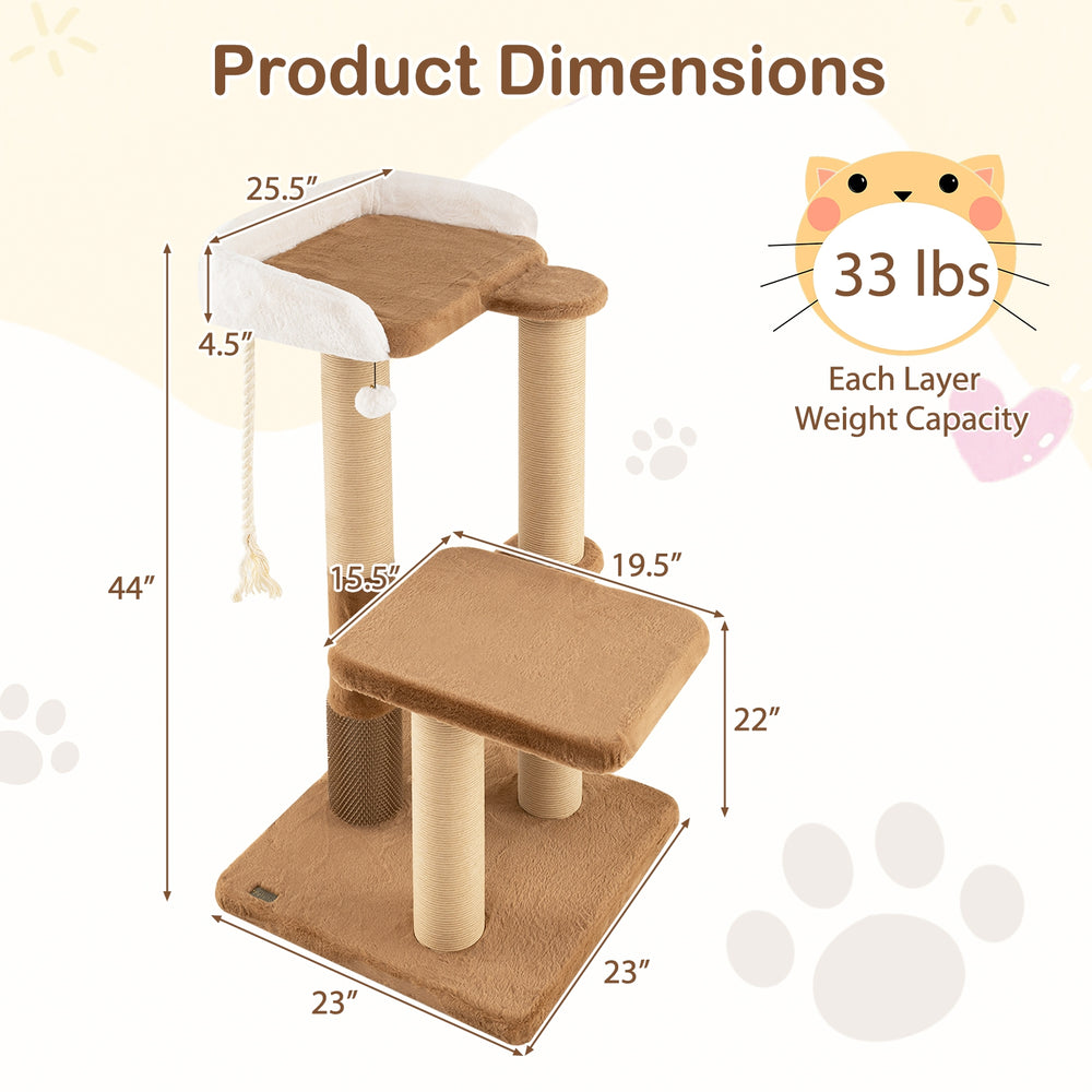 44 Inches Modern Cat Tree for Indoor Cats with Plush Padded Perch and Dangling - view 5