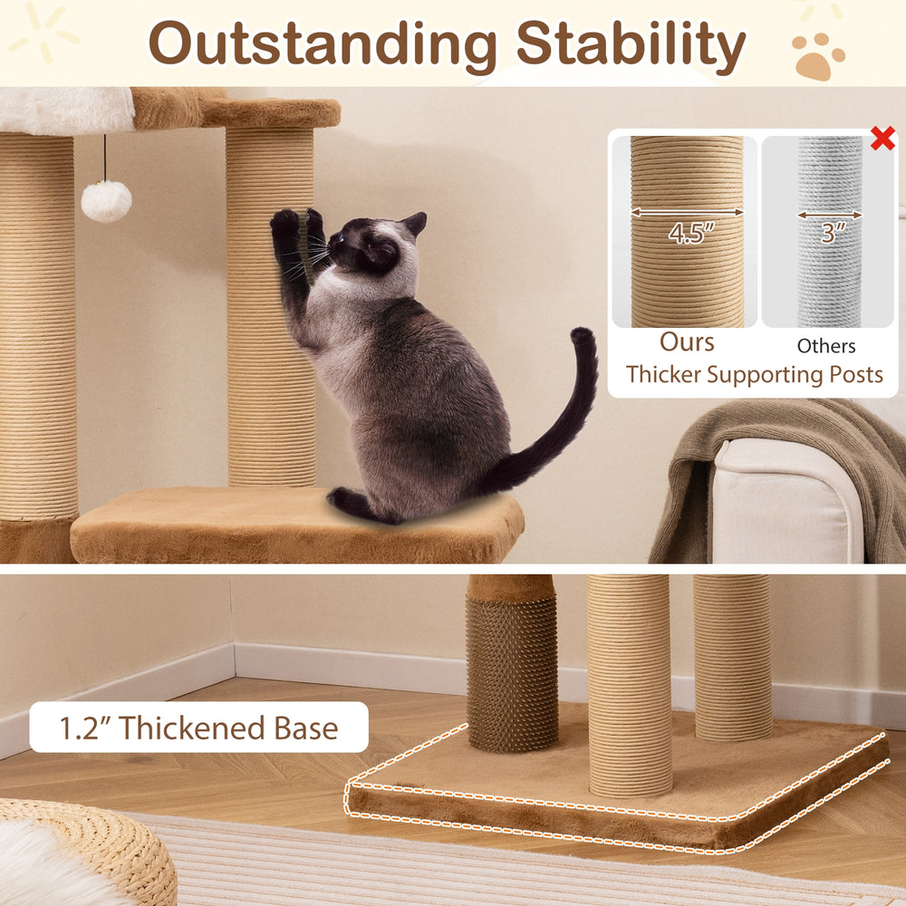 44 Inches Modern Cat Tree for Indoor Cats with Plush Padded Perch and Dangling - view 6