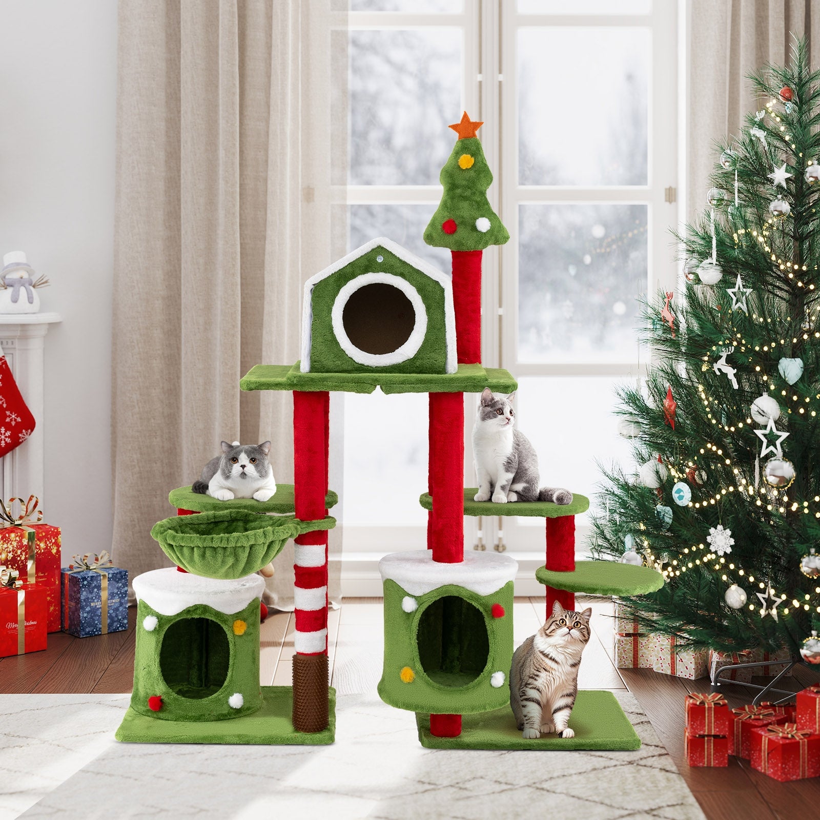 58 Inch Tall Cat Tree Tower Multi-level Pet Climbing and Jumping Tower - view 2