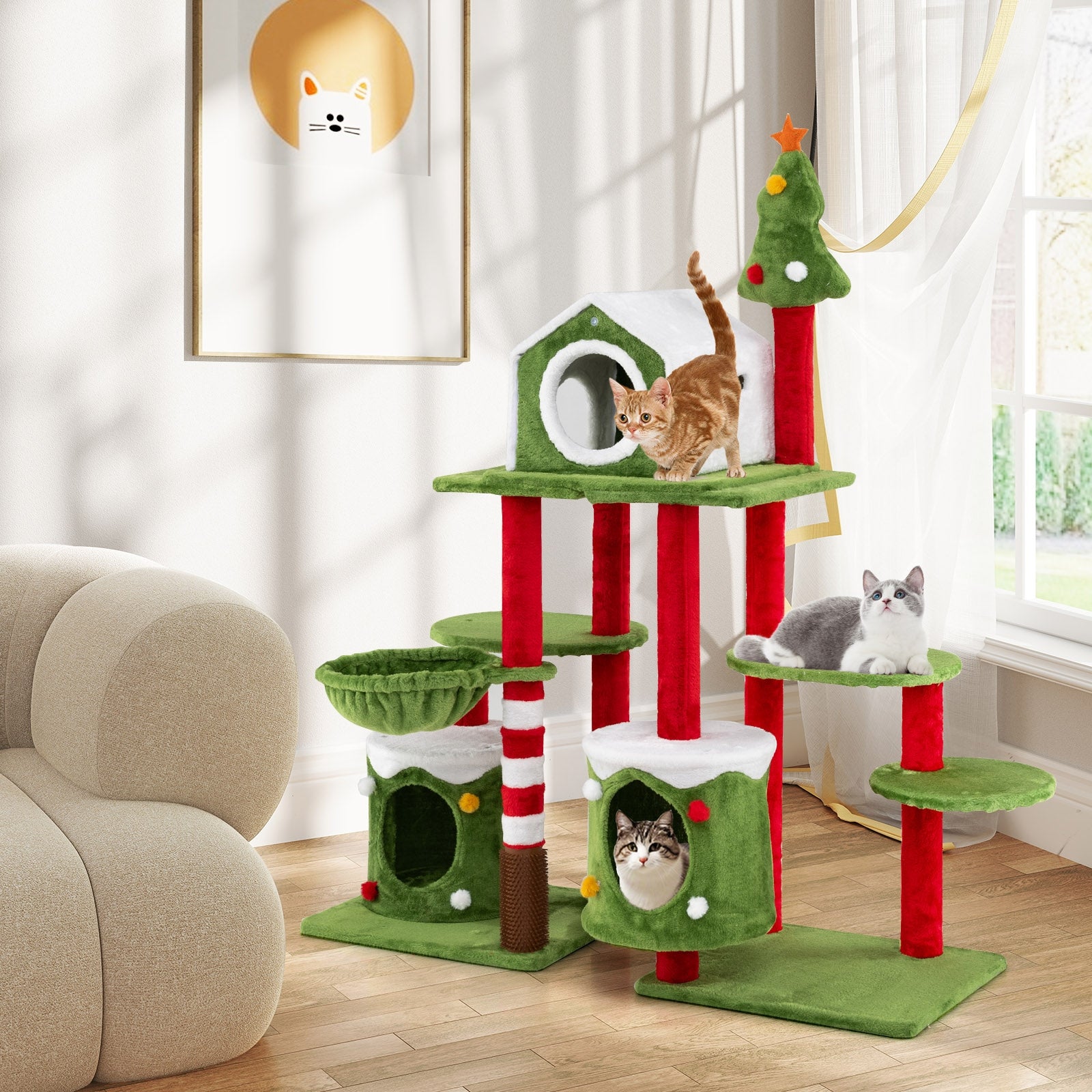 58 Inch Tall Cat Tree Tower Multi-level Pet Climbing and Jumping Tower - view 3