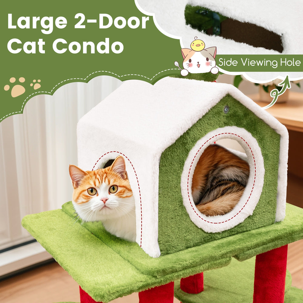 58 Inch Tall Cat Tree Tower Multi-level Pet Climbing and Jumping Tower - view 6