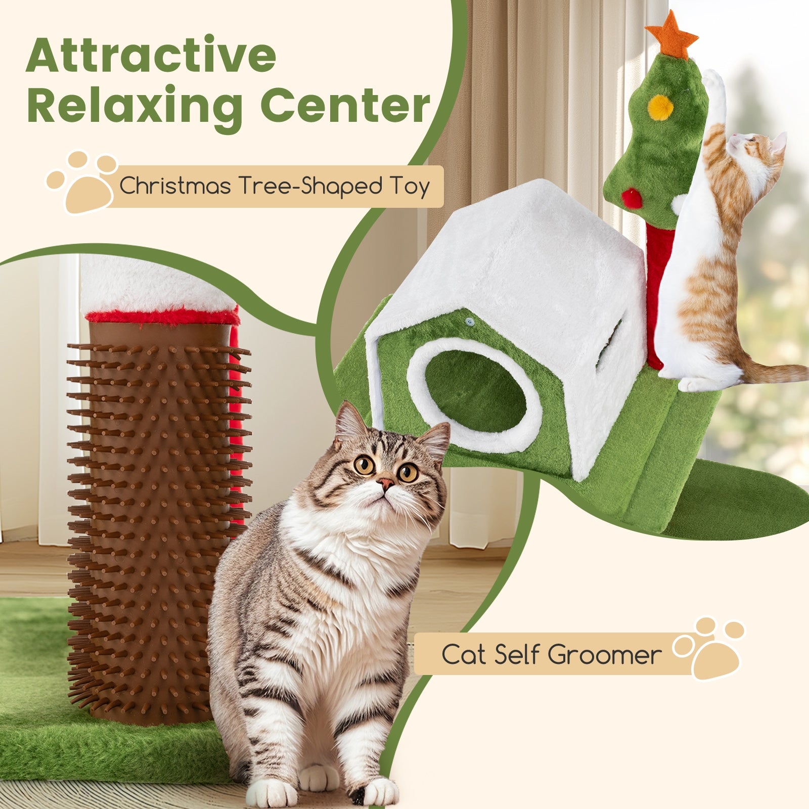 58 Inch Tall Cat Tree Tower Multi-level Pet Climbing and Jumping Tower - view 7