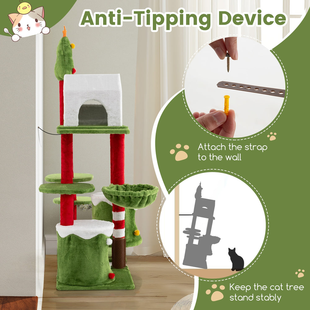 58 Inch Tall Cat Tree Tower Multi-level Pet Climbing and Jumping Tower - view 8