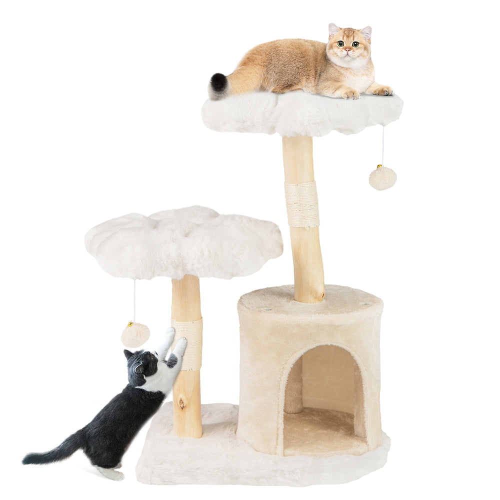 Cute Solid Wood Cat Tree Natural Branch Modern Flower Cat Tower with Sisal