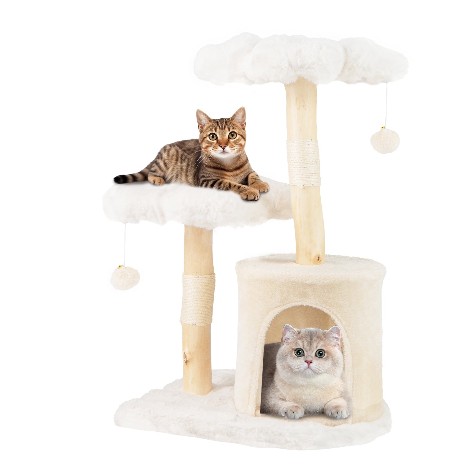 Cute Solid Wood Cat Tree Natural Branch Modern Flower Cat Tower with Sisal - view 4