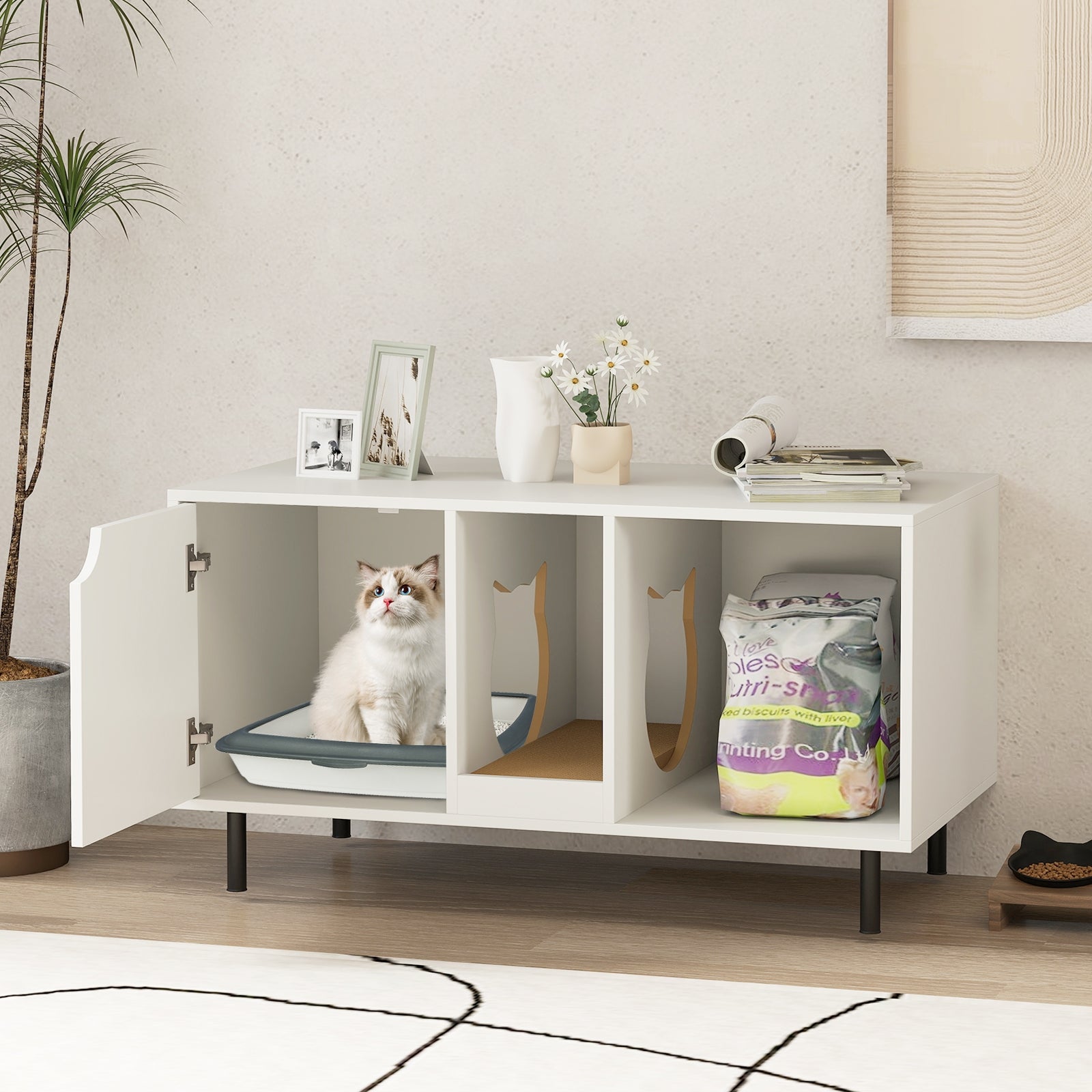 40 Inch Cat Litter Box Enclosure for 2 Cats Hidden Cat Washroom Cat House - view 3