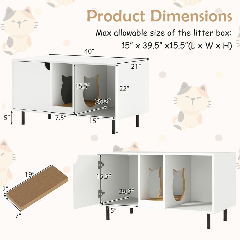 40 Inch Cat Litter Box Enclosure for 2 Cats Hidden Cat Washroom Cat House - view 5