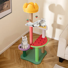 45 Inch Multi-Level Cat Tree with Plush Padded Top Perch and Fruit-Shaped - view 2