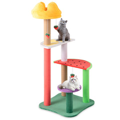 45 Inch Multi-Level Cat Tree with Plush Padded Top Perch and Fruit-Shaped