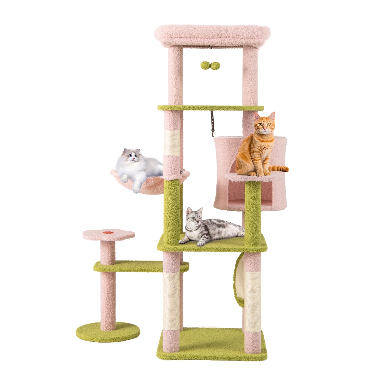 58 Inch Tall Multi-Level Cat Tree Aesthetic Floral Kitten Tower - view 4