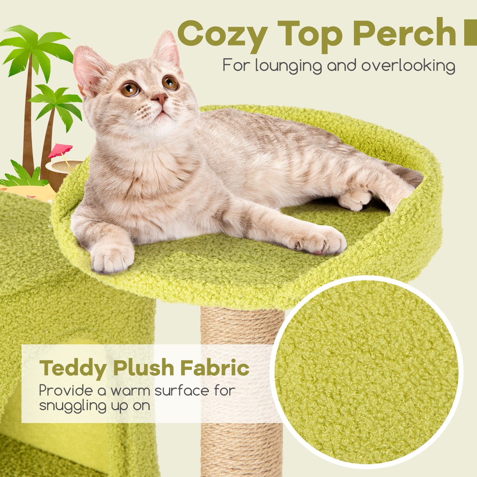 71 Inch Cat Tree Multi-Level Aesthetic Beach-Themed Kitten Tower-Colorful - view 7
