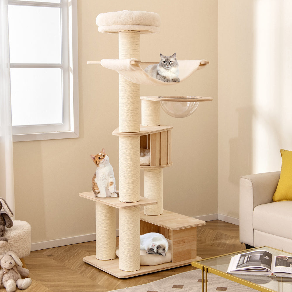 69 Inches Tall Cat Tree with Cozy Top Perch and Washable Plush Cushions - view 2