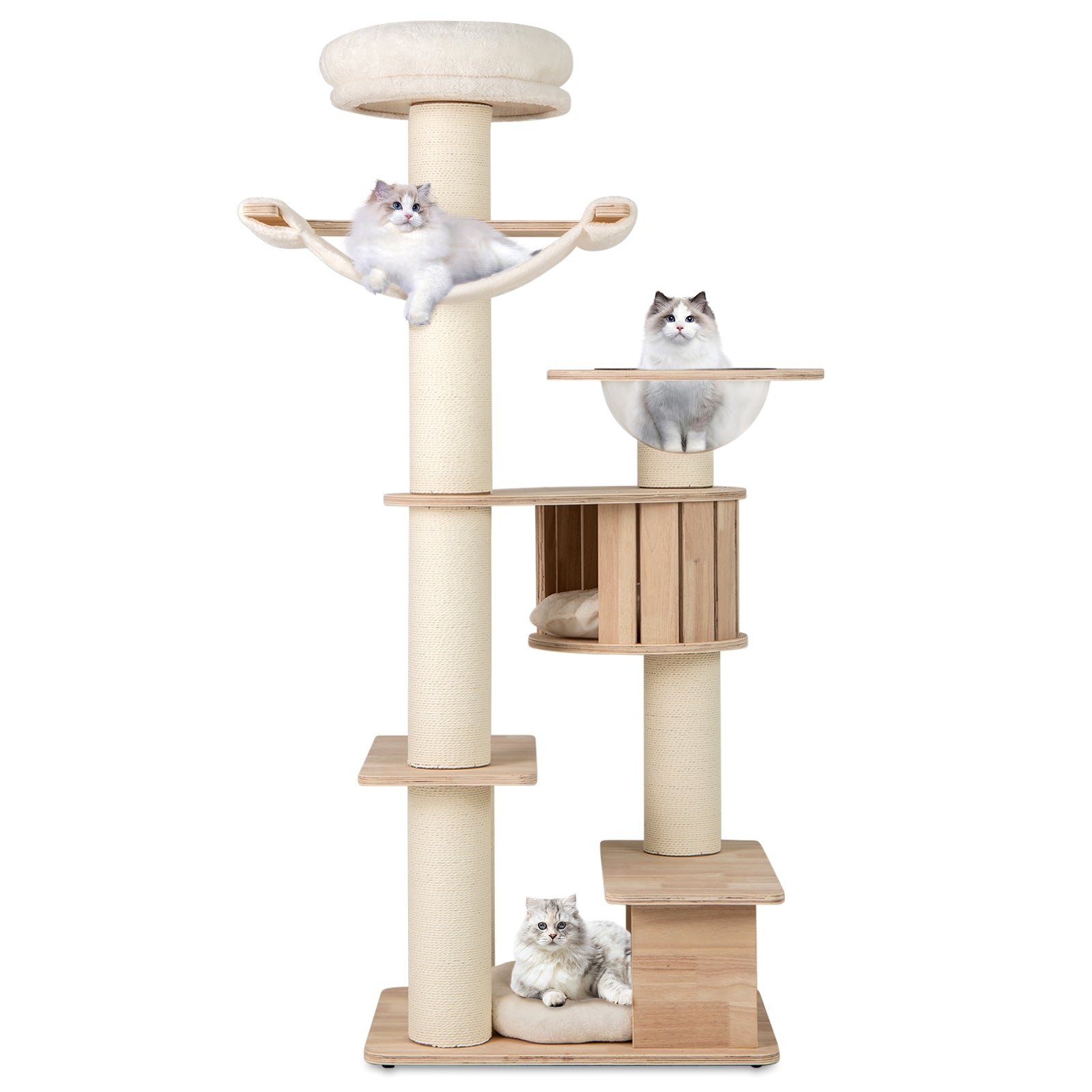 69 Inches Tall Cat Tree with Cozy Top Perch and Washable Plush Cushions - view 4