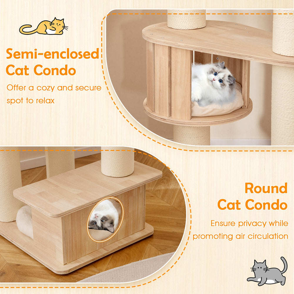 69 Inches Tall Cat Tree with Cozy Top Perch and Washable Plush Cushions - view 6