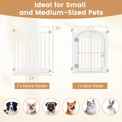 8-Panel Tall Plastic Dog Fence Indoor Outdoor Puppy Pen with Locking Door Pet - view 4
