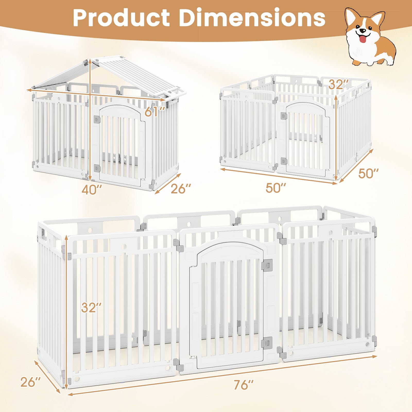 8-Panel Tall Plastic Dog Fence Indoor Outdoor Puppy Pen with Locking Door Pet - view 6