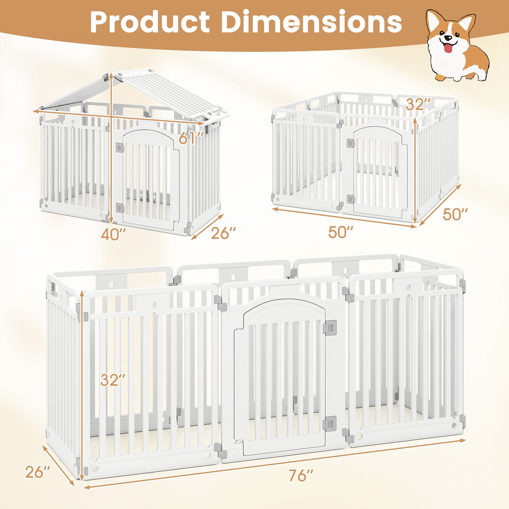 8-Panel Tall Plastic Dog Fence Indoor Outdoor Puppy Pen with Locking Door Pet - view 6