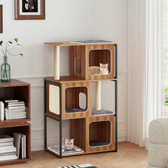 Modern Cat Tree Cat House with Metal Frame and Scratching Posts - view 3