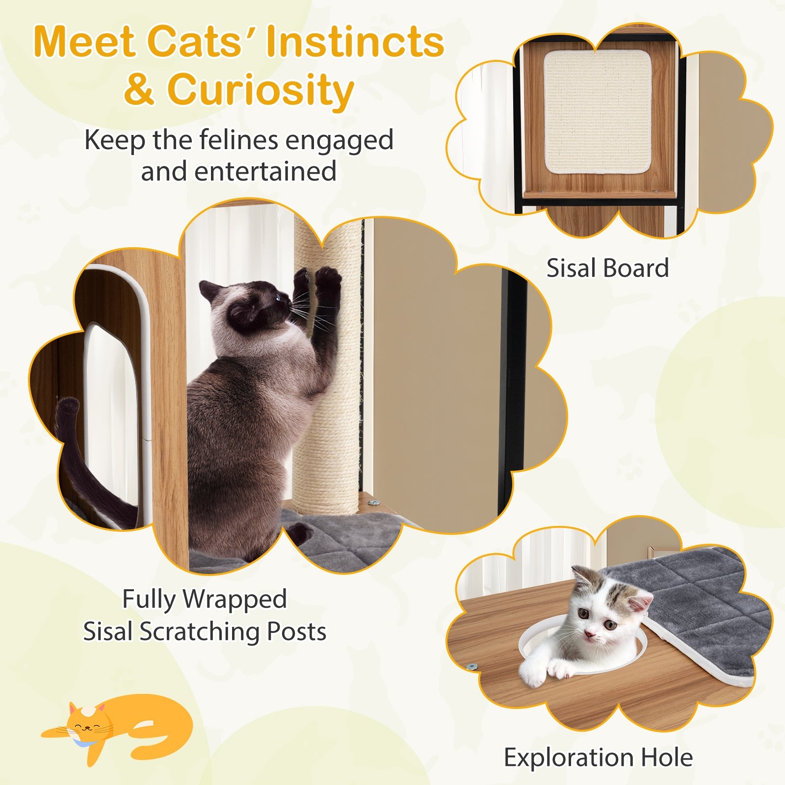 Modern Cat Tree Cat House with Metal Frame and Scratching Posts - view 8