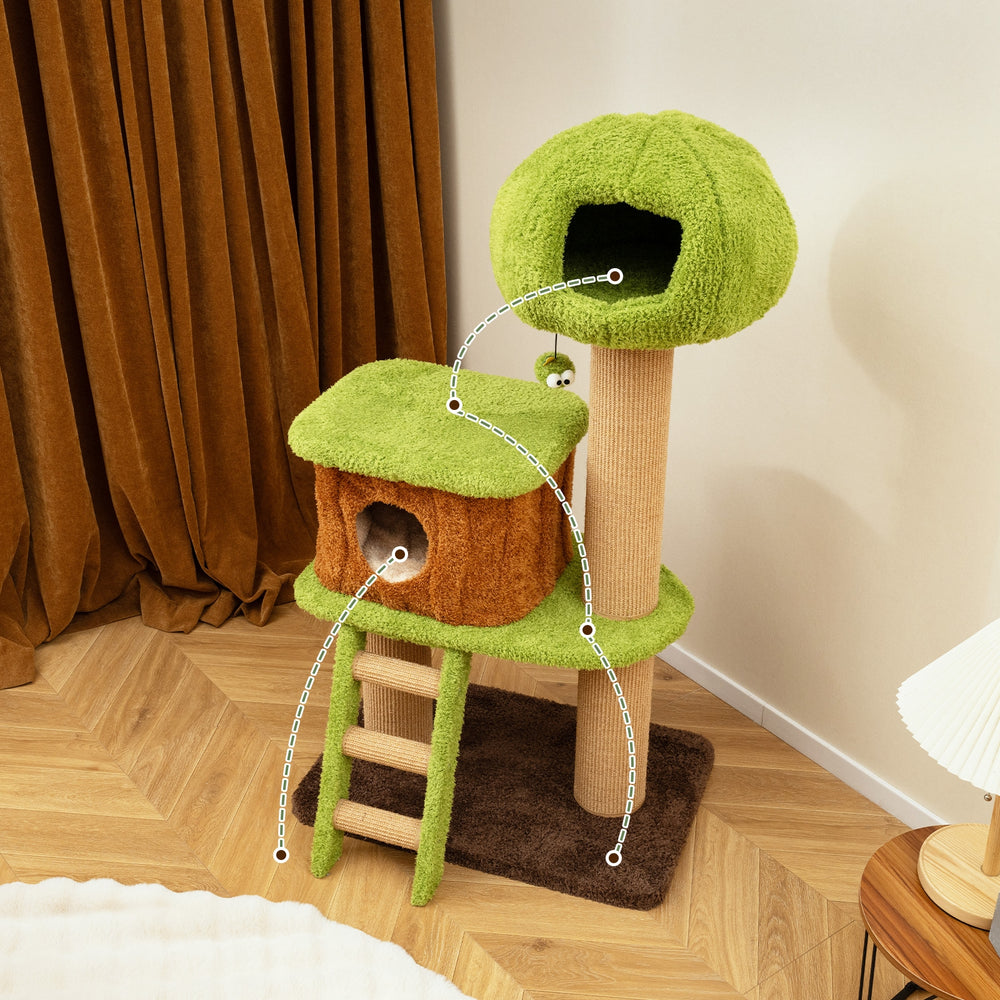 Cute Cat Tree for Indoor Cats with Mushroom-shaped Nest Condo and Climbing - view 3