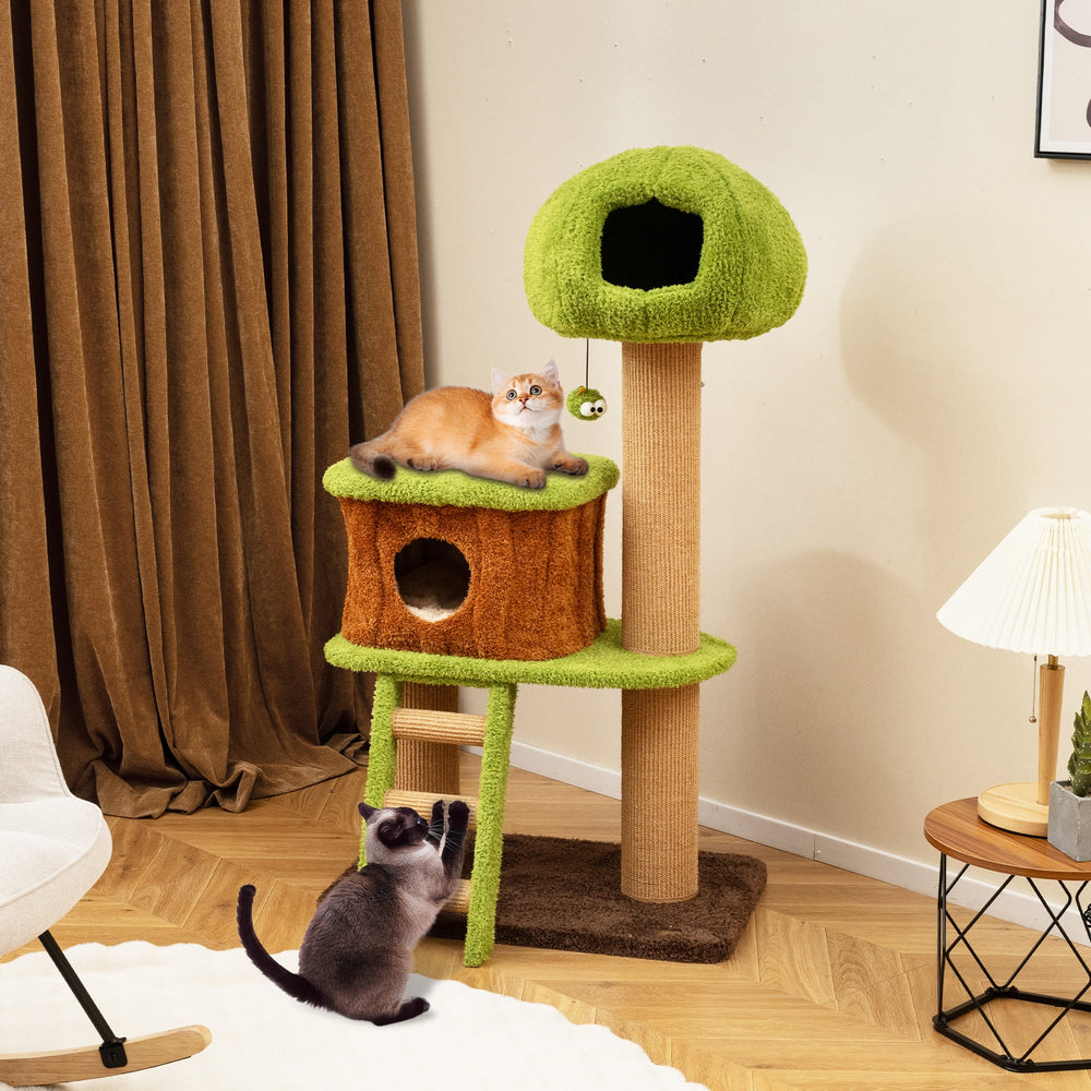 Cute Cat Tree for Indoor Cats with Mushroom-shaped Nest Condo and Climbing - view 6