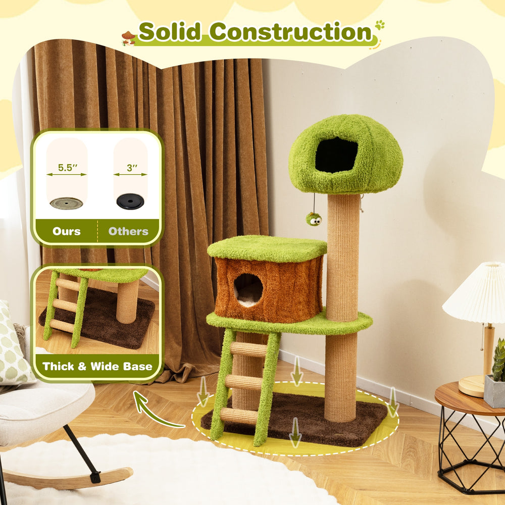 Cute Cat Tree for Indoor Cats with Mushroom-shaped Nest Condo and Climbing - view 7