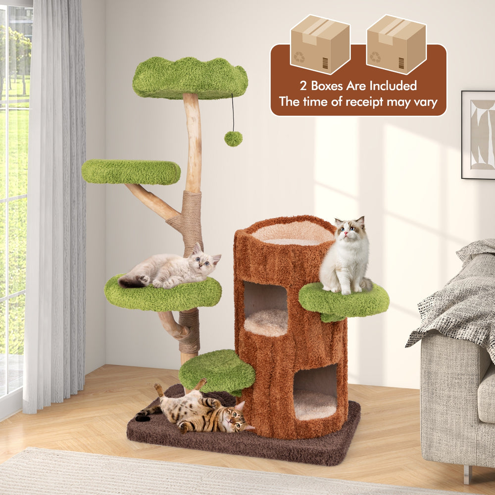 Multi-level Cat Tree with Double Decker Cat House and Sisal Panel - view 2