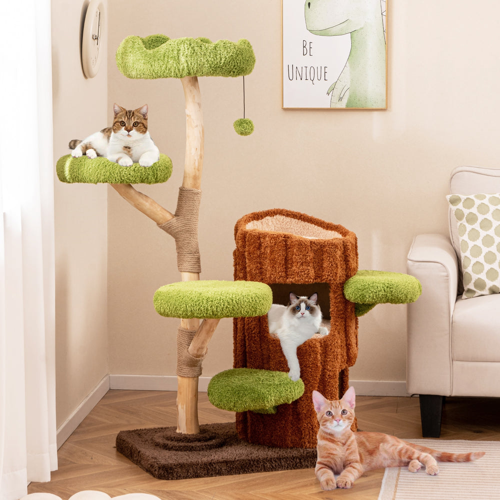 Multi-level Cat Tree with Double Decker Cat House and Sisal Panel - view 3