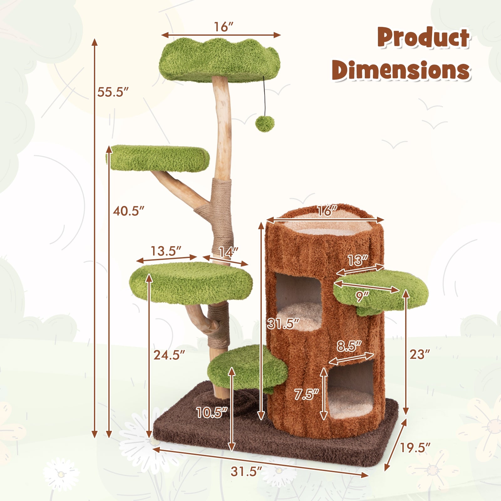 Multi-level Cat Tree with Double Decker Cat House and Sisal Panel - view 5