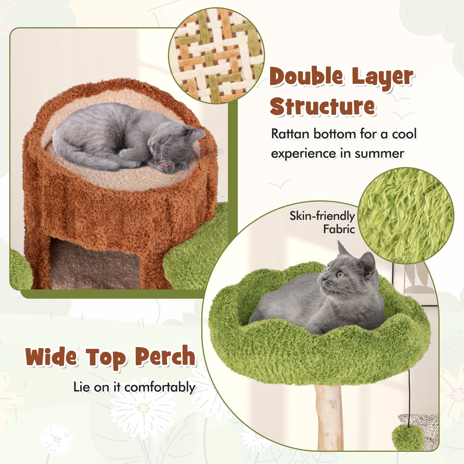 Multi-level Cat Tree with Double Decker Cat House and Sisal Panel - view 8