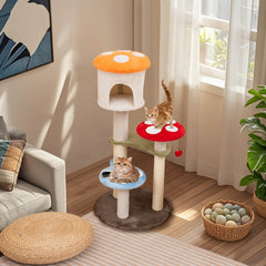 Cute Mushroom Cat Tree with Sisal Scratching Posts Top Condo and Padded - view 3