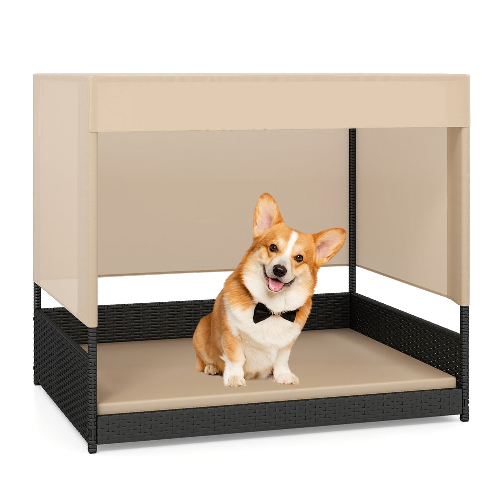 Elevated Wicker Dog House for Small to Medium Breeds - view 4