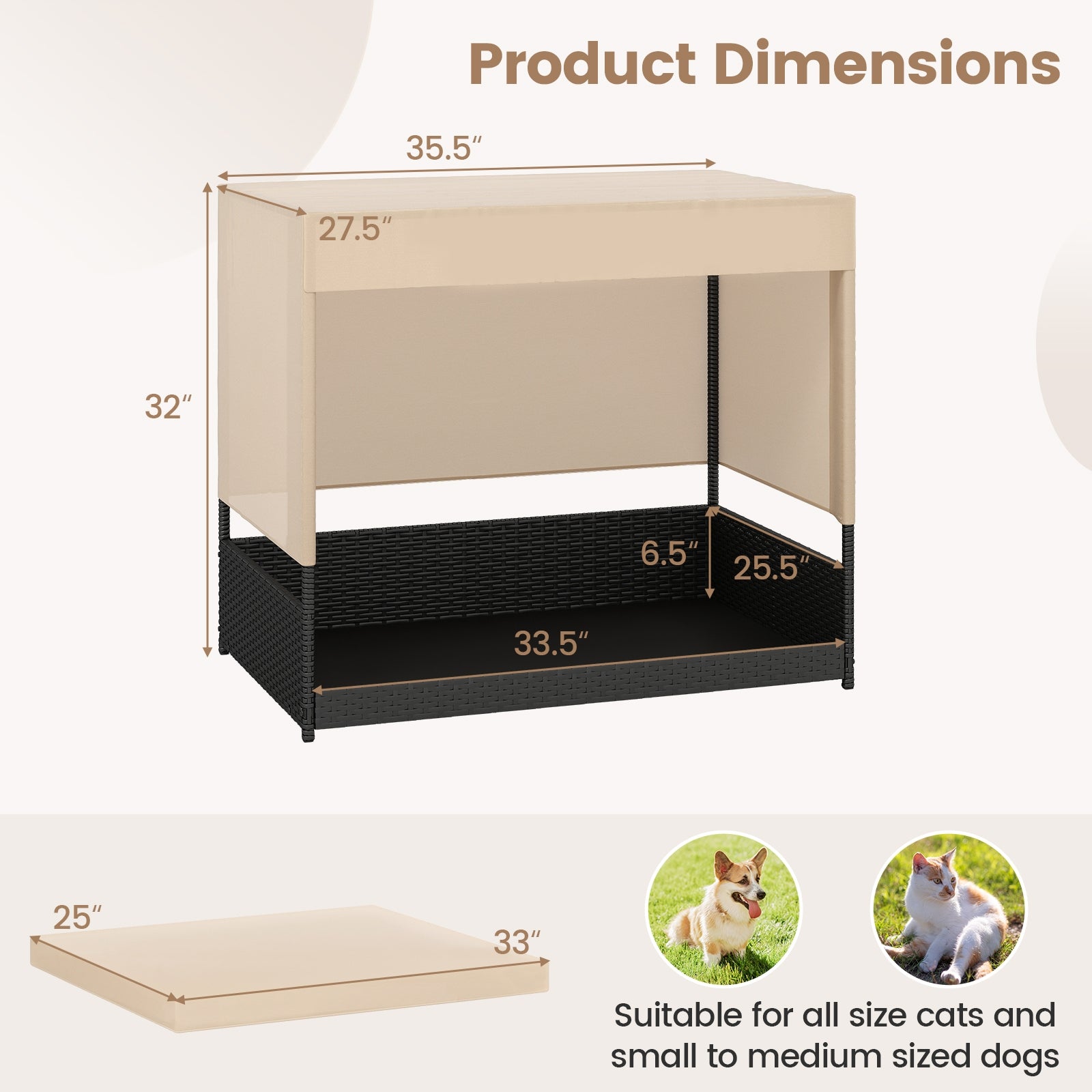 Elevated Wicker Dog House for Small to Medium Breeds - view 5