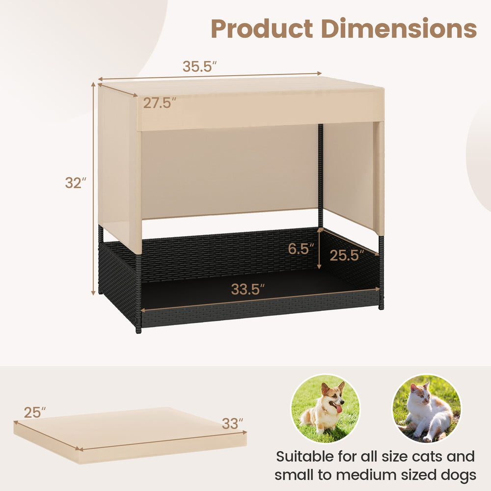 Elevated Wicker Dog House for Small to Medium Breeds - view 5
