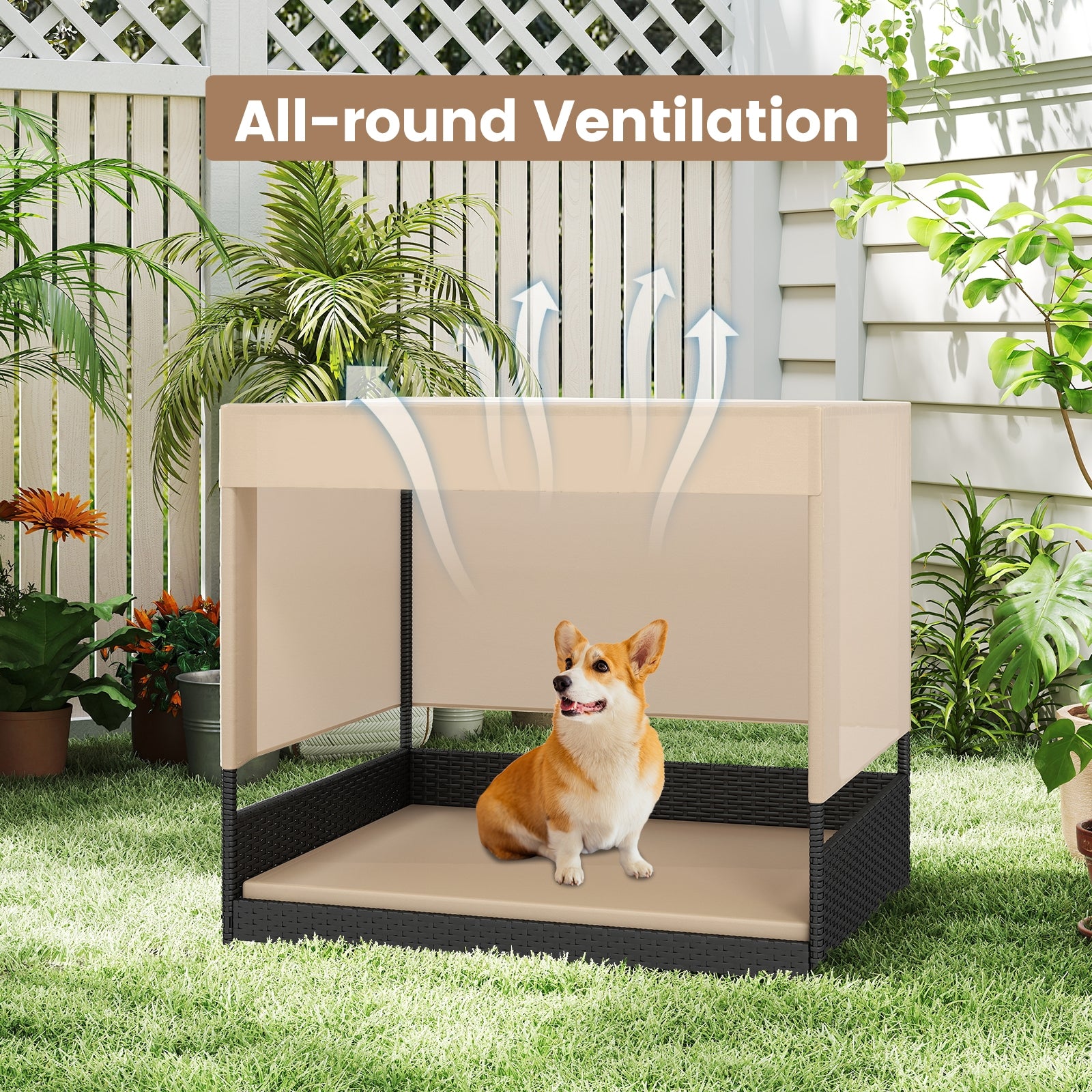 Elevated Wicker Dog House for Small to Medium Breeds - view 6