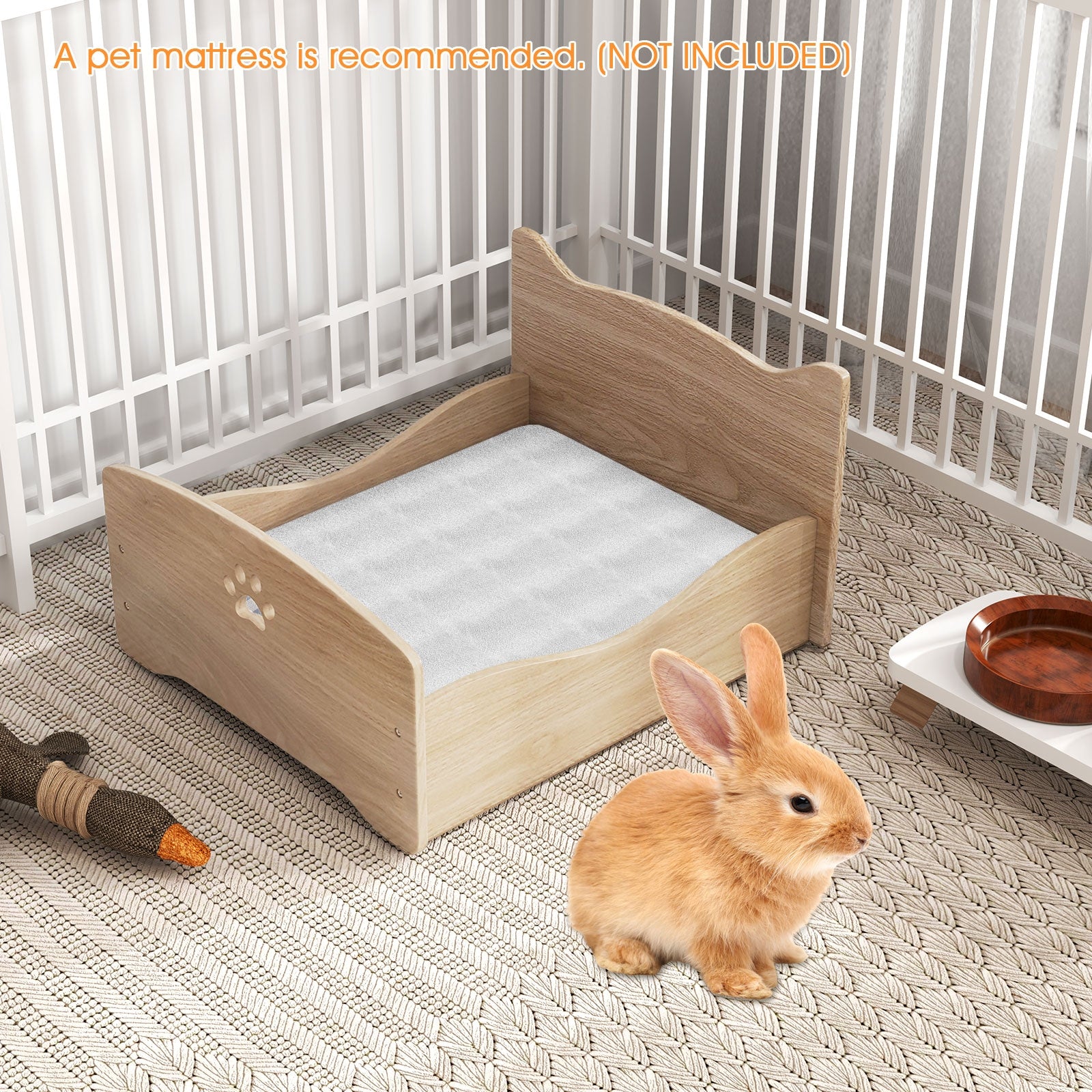 Elevated Pet Bed Frame with Rails and Cute Headboards Cat House - view 6