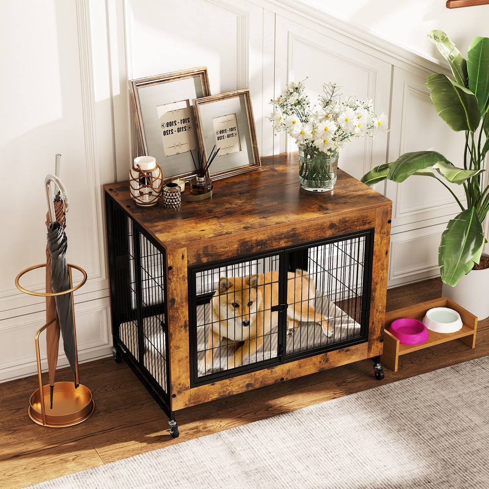 Industrial Dog Kennel with Flip-up Top 3 Lockable Doors and Removable Tray - view 2