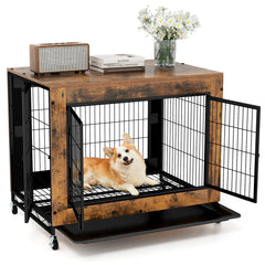 Industrial Dog Kennel with Flip-up Top 3 Lockable Doors and Removable Tray - view 4