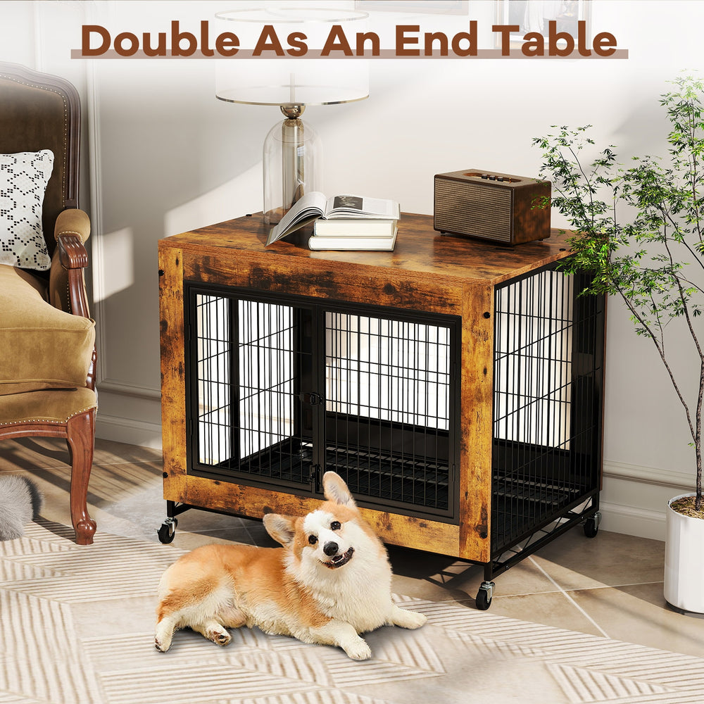 Industrial Dog Kennel with Flip-up Top 3 Lockable Doors and Removable Tray - view 6