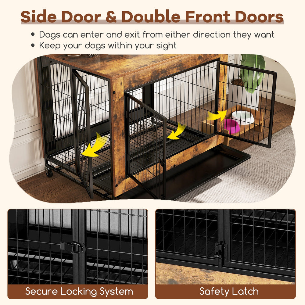 Industrial Dog Kennel with Flip-up Top 3 Lockable Doors and Removable Tray - view 7