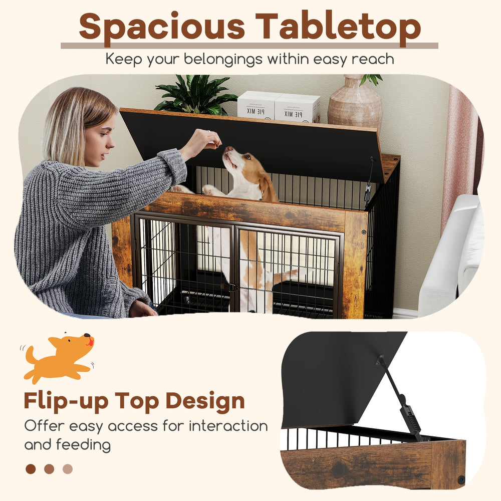 Industrial Dog Kennel with Flip-up Top 3 Lockable Doors and Removable Tray - view 8