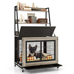 Industrial Dog Kennel Dog Crate Furniture with Storage Shelves - view 4