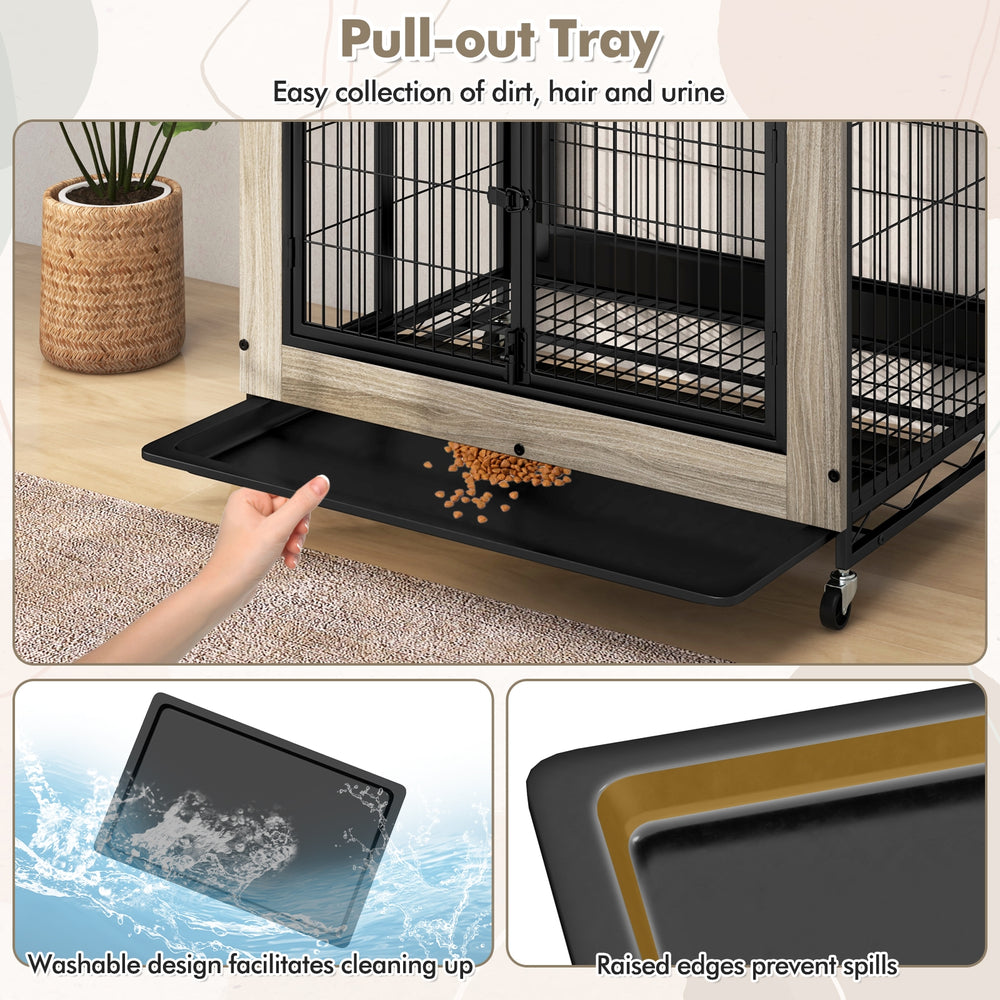 Industrial Dog Kennel Dog Crate Furniture with Storage Shelves - view 8