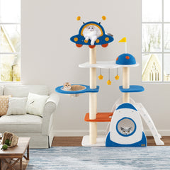 Space Theme Cat Tree Multi-level Cat Tower with Sisal Covered Scratching Posts - view 3