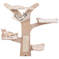 Wall-Mounted Cat Tower with Hammock Platforms and Sisal Scratching Mat Cat Tree