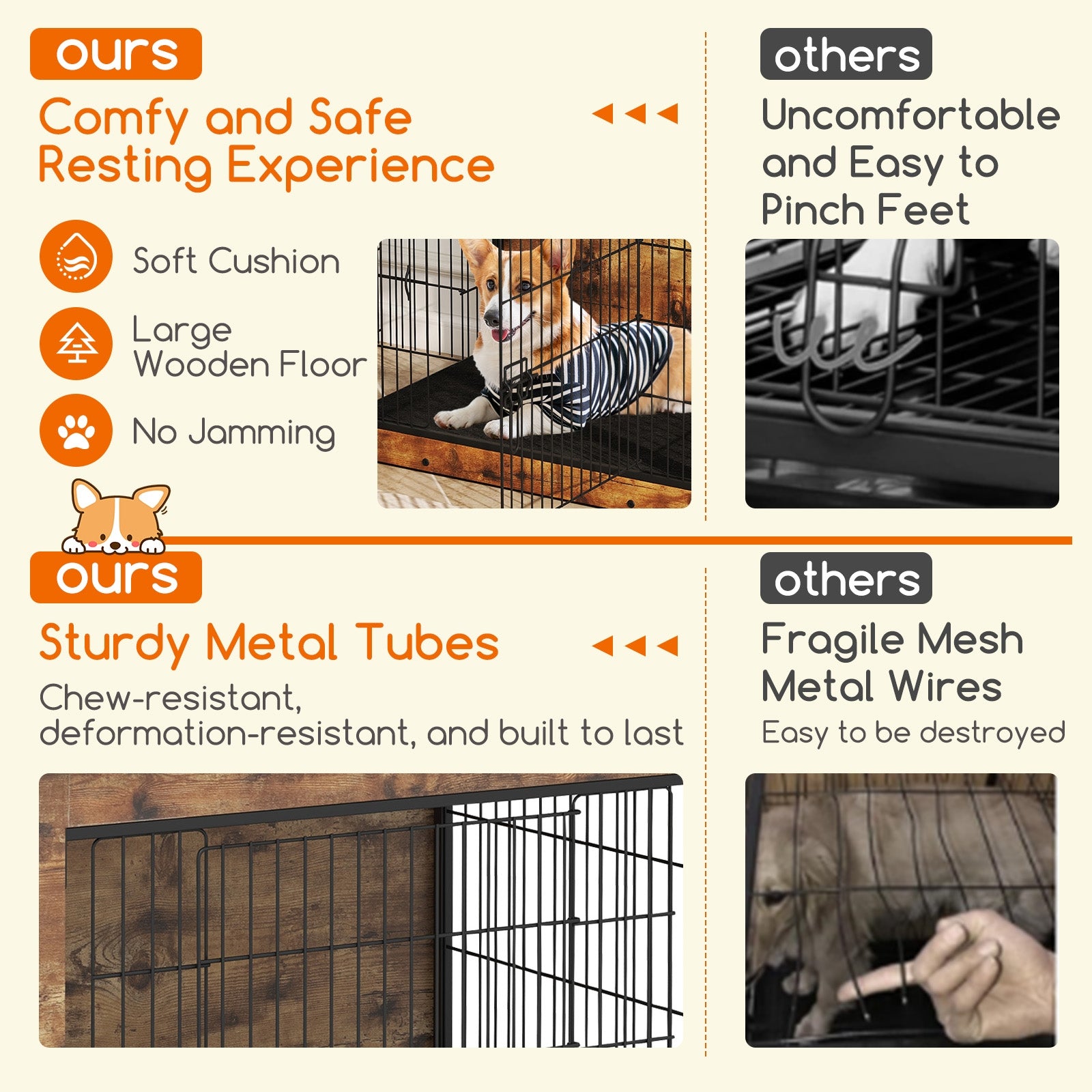 Dog Crate Furniture with Cushion and Double Doors for Small/Medium Dogs-33 - view 6